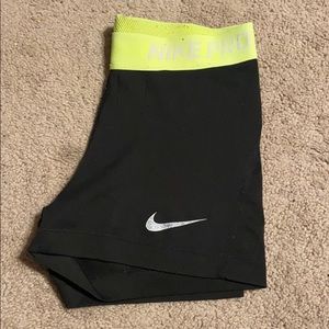 NIKE 3” Spandex with Yellow Band